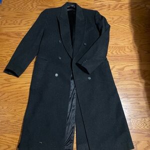 Daks Men's Black Double-Breasted Wool Pea Coat